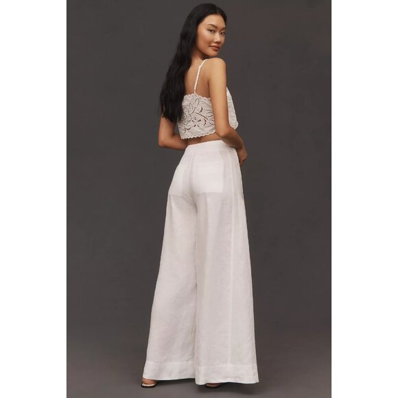 By Anthropologie Linen Palazzo Pants 14 - Picture 4 of 5